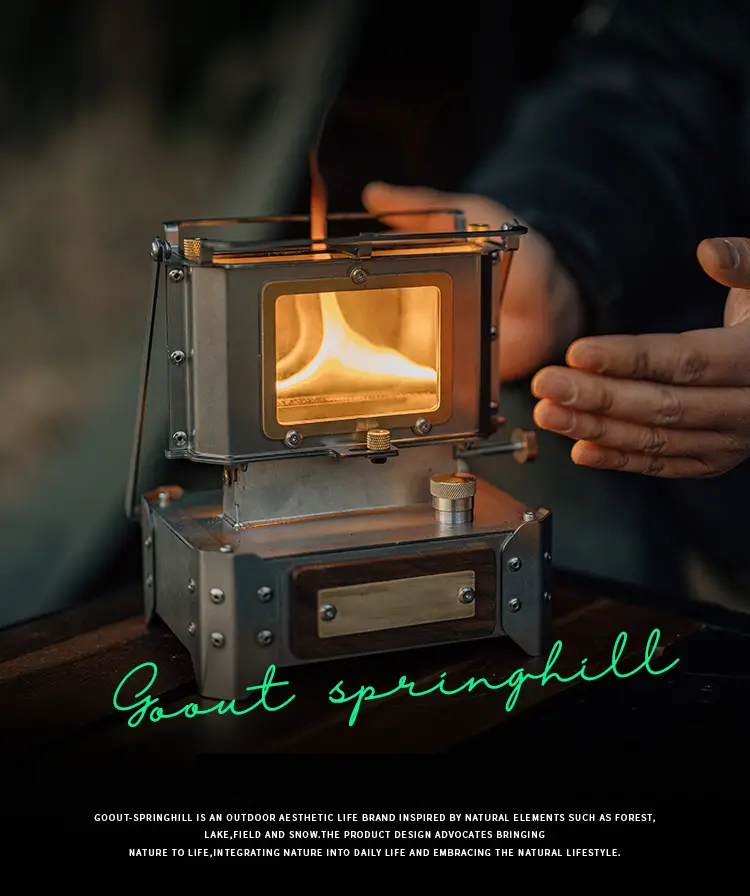 Viewing Fire place Glazed Lamp Kerosene Stove Mini Stove Cooking Tea Stove Small Heating Stove Camping Fire place